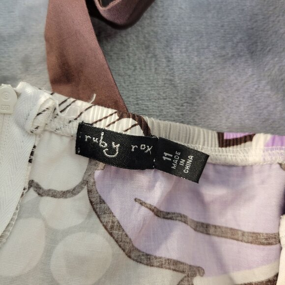 Ruby Rox Juniors‎ Halter Dress 11 White Purple Floral Babydoll Party Y2K Retro - Picture 2 of 11